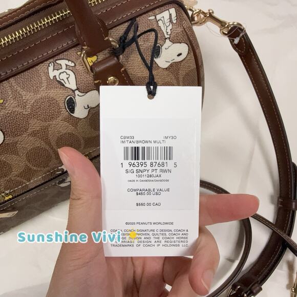 NWT Coach X Peanuts Rowan Satchel Bag Signature Canvas With Snoopy Print CBM33 - Picture 4 of 8